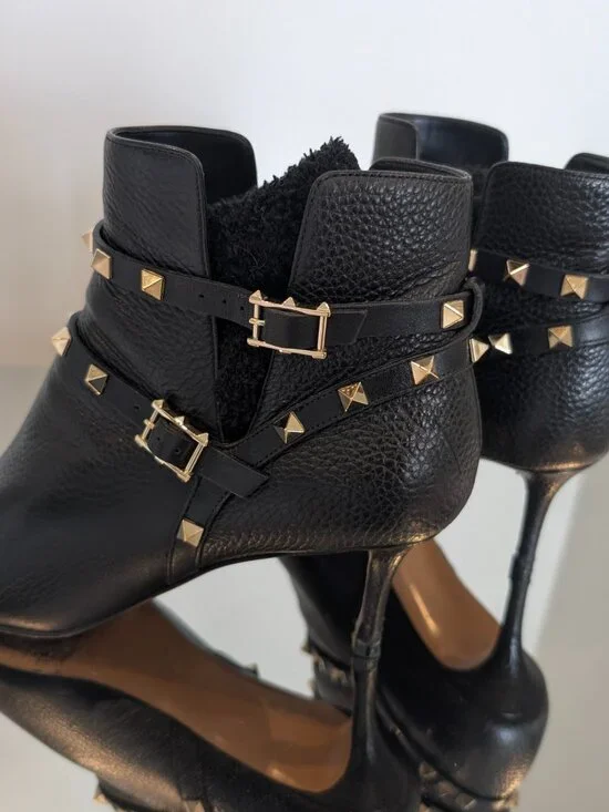 Valentino Rockstud Black Kitten Heel Booties - Picture 3 of 8